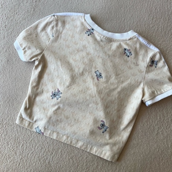 Adidas x Disney Stitch Cream Cropped Tee M Limited Edition - Picture 8 of 14